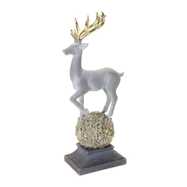 Winter Deer Figurine on Orb 14H