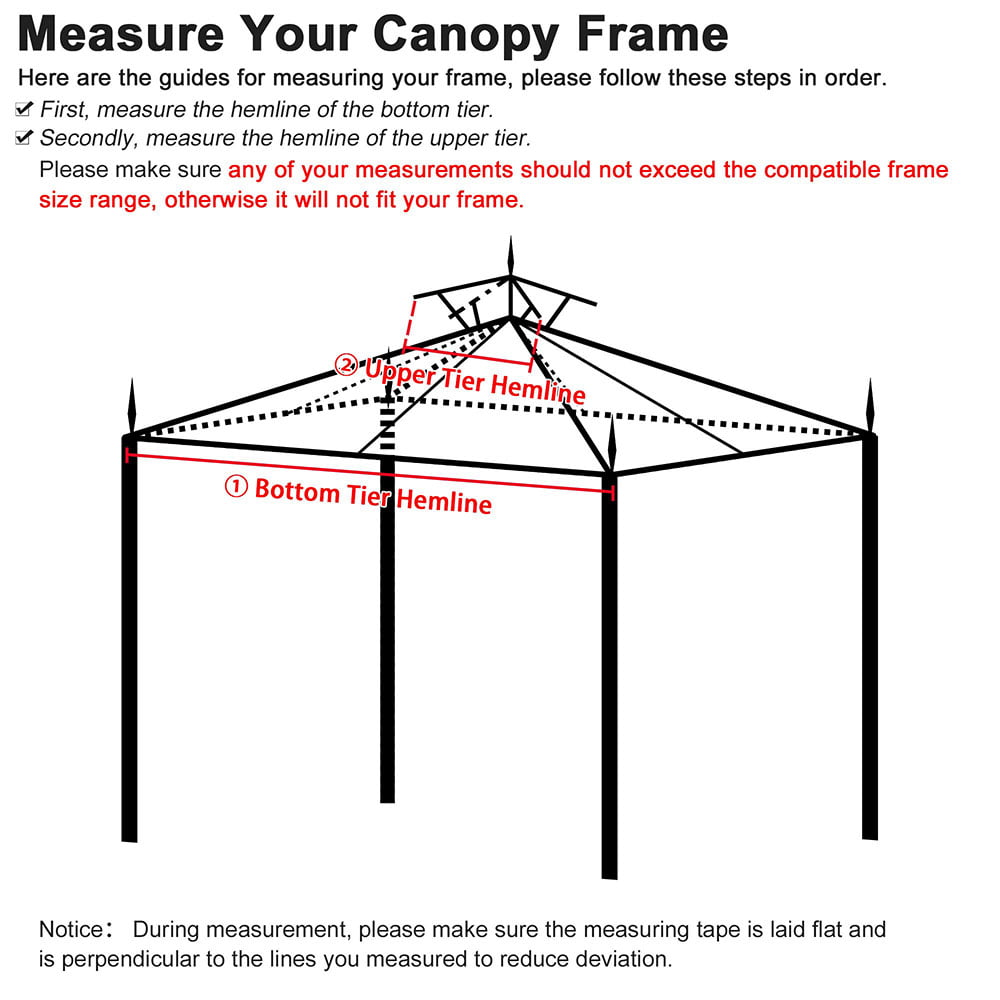 LAGarden 10x10ft 2-Tier Gazebo Canopy Replacement Beige Outdoor Garden Yard Patio Top Cover