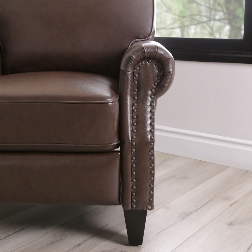 Carla Leather Pushback Recliner  Brown   Transitional   Gliders   by Abbyson Living  Houzz