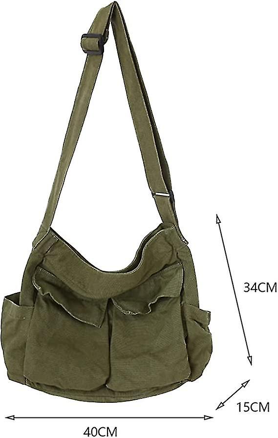 Canvas Messenger Bag Large Hobo Crossbody Bag With Multiple Pockets Canvas Shoulder Tote Bag For Women And Men