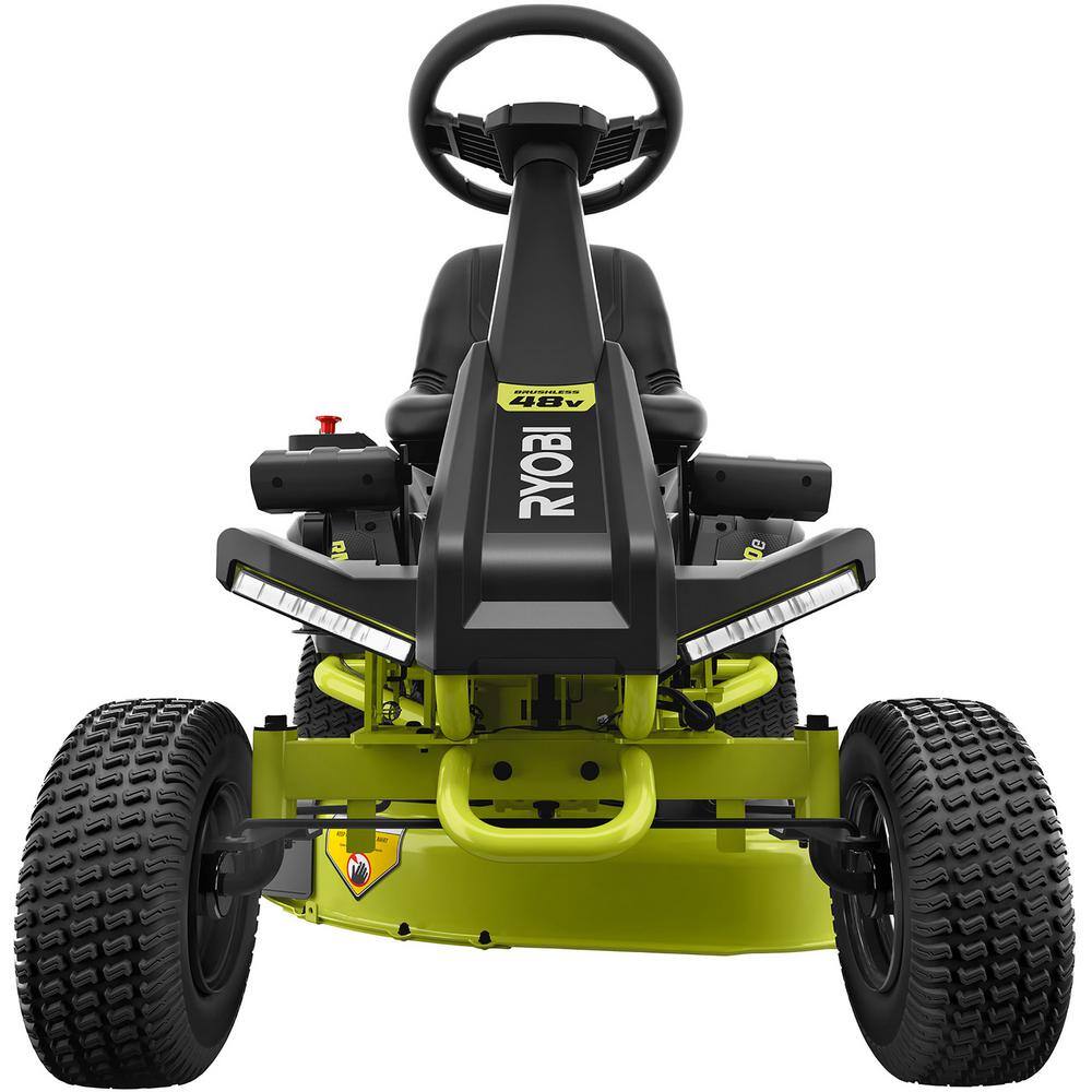 RYOBI 30 in. 48-Volt Brushless 50 Ah Battery Electric Rear Engine Riding Mower and Bagging Kit RY48130-1A