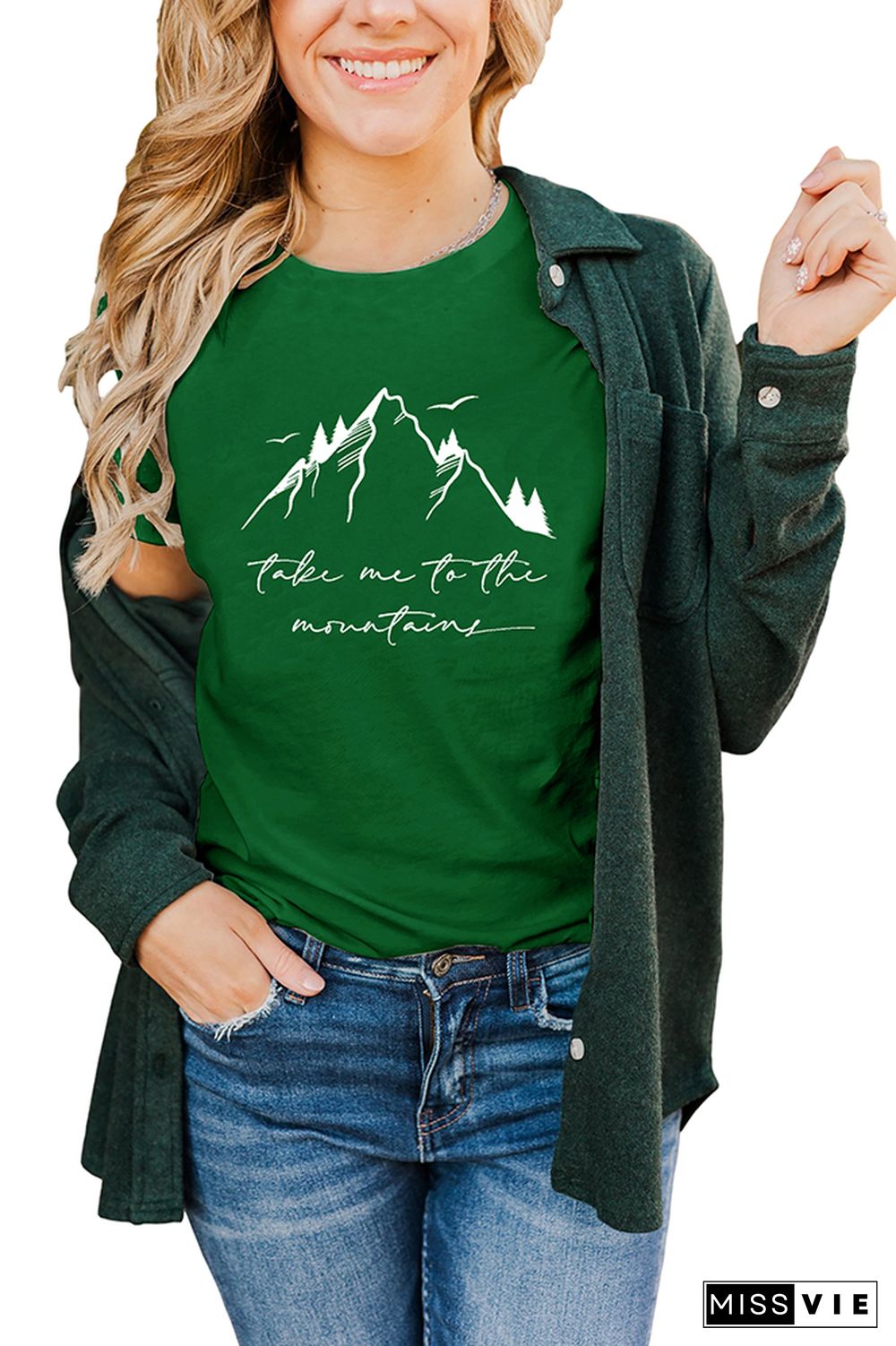 Take Me to the Moutains Graphic Tee Short Sleeve T-shirt Wholesale