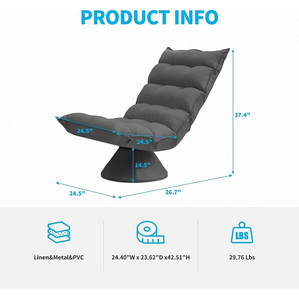 Mixoy 360 Degree Swivel Floor Chair  Recliner Chair with Adjustable Back Support Space Saving Foldable Chair for Living Room