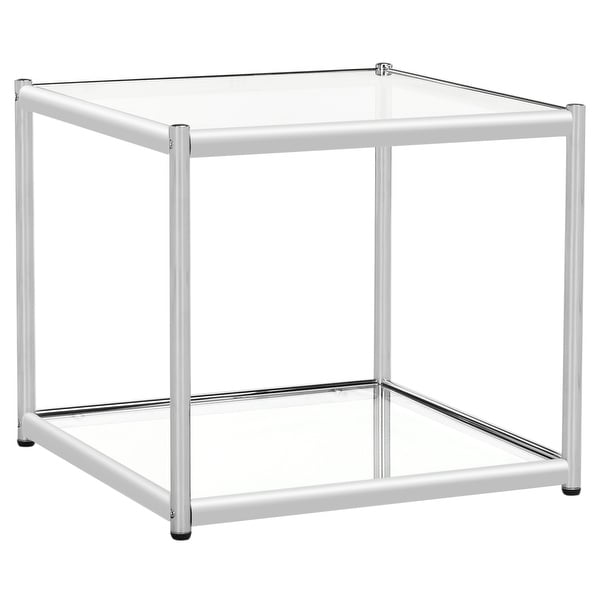 SAFAVIEH Lilias Glass Chrome End Table - 19.7