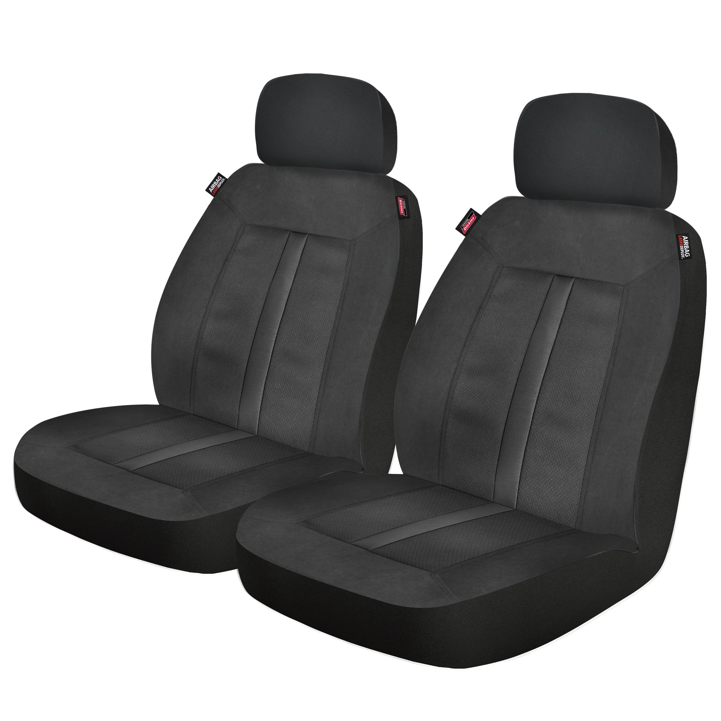 Genuine Dickies 2 Piece Sorrento Vegan Leather Car Seat Covers Black， 43261WDI