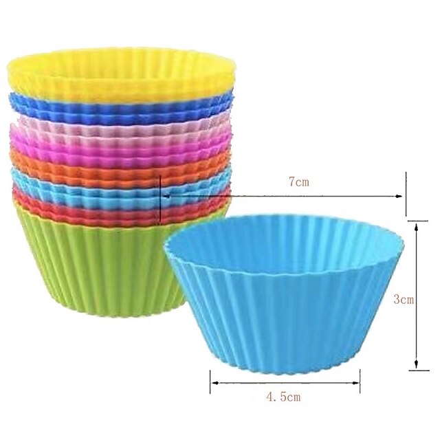 12 Pcs Reusable Silicone Baking Cups Nonstick Muffin Molds for Cake Balls Muffins Cupcakes