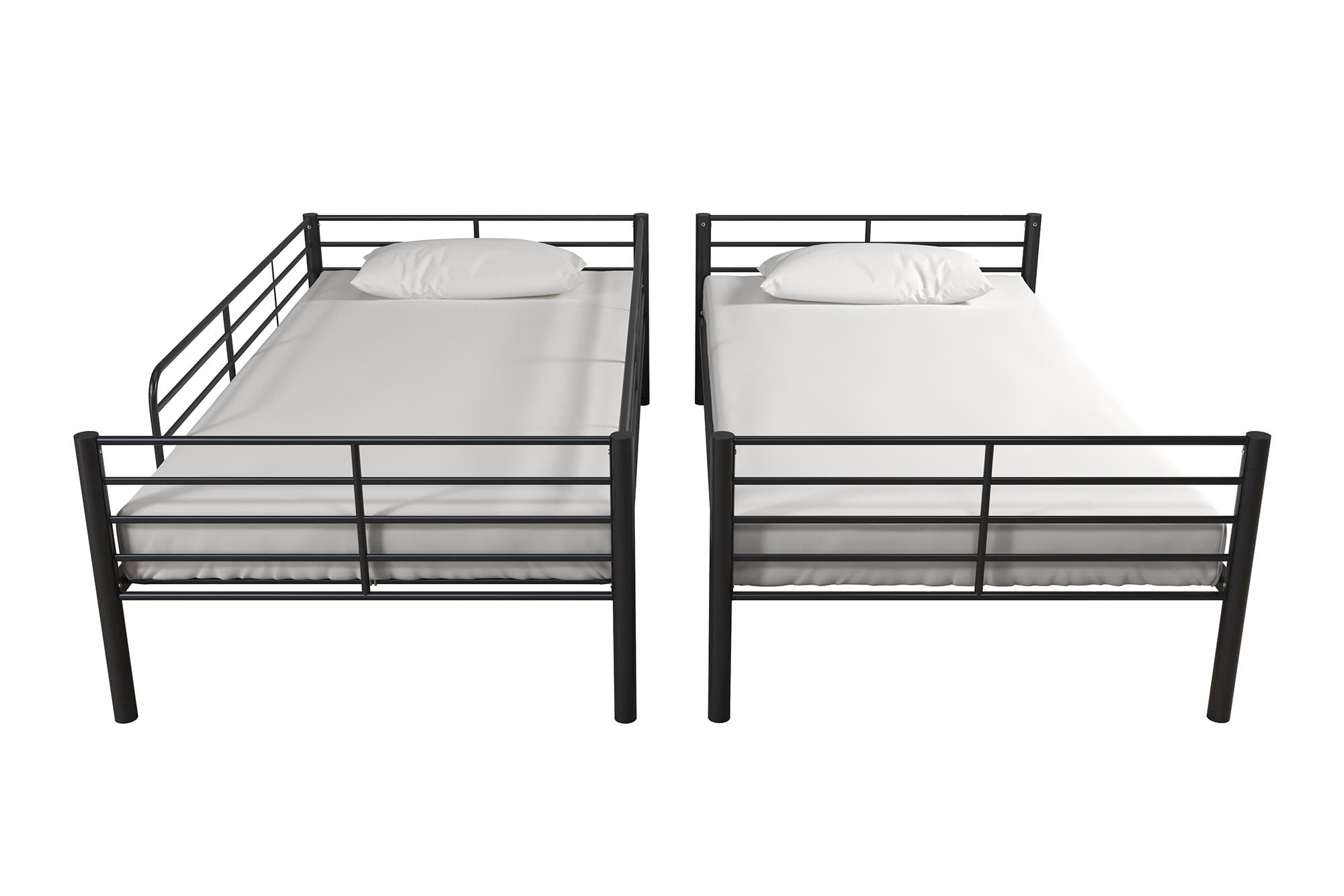 Mainstays Convertible Twin over Twin Metal Bunk Bed, Black