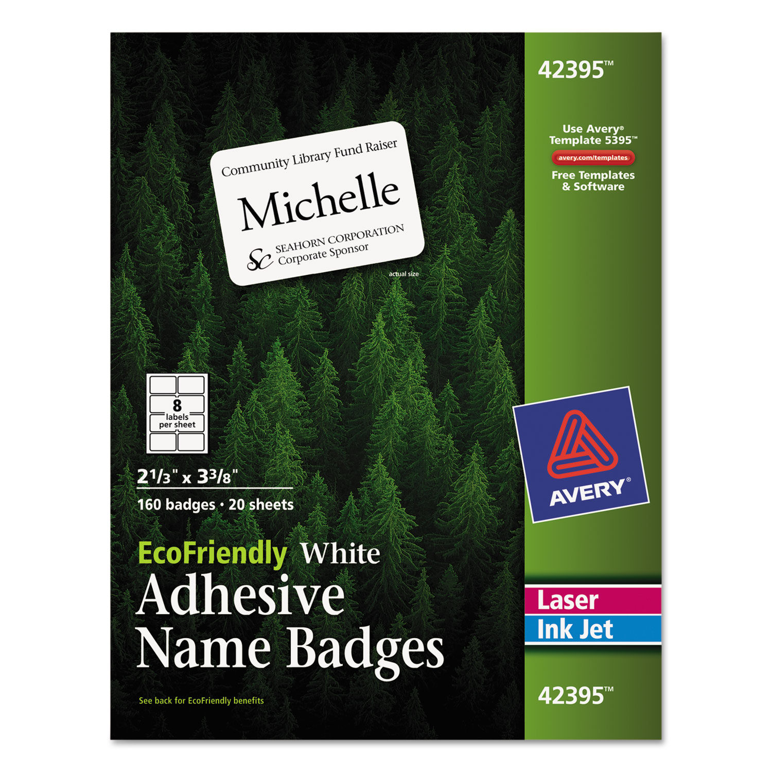 EcoFriendly Adhesive Name Badge Labels by Averyandreg; AVE42395