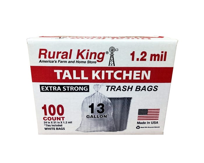 Extra Strong Tall Kitchen 13 Gallon Trash Bags， 100 Count