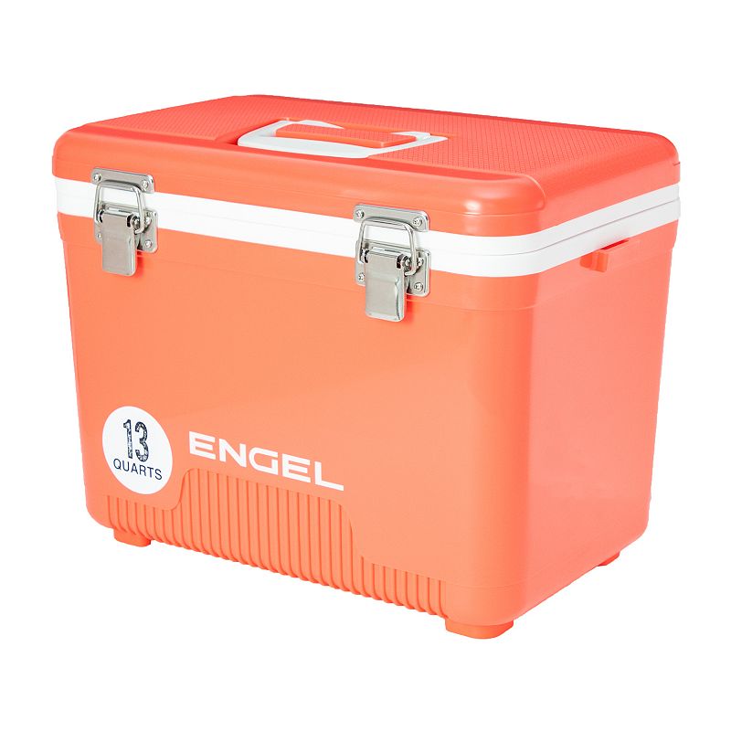 Engel 13 Quart Compact Durable Ultimate Leak Proof Outdoor Dry Box Cooler， Coral