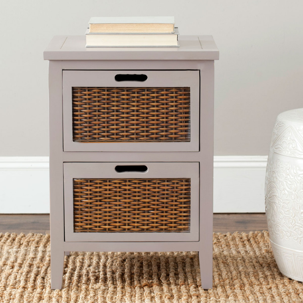 Aneta Two Drawer End Table Gray   Transitional   Side Tables And End Tables   by Virgil Stanis Design  Houzz