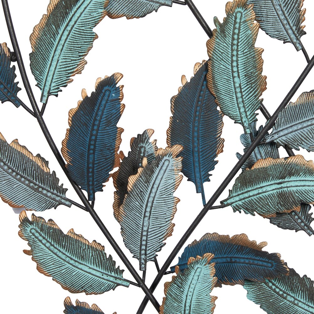 Black Metal Leaf Wall Decor (Set of 2)   14 x 2 x 32