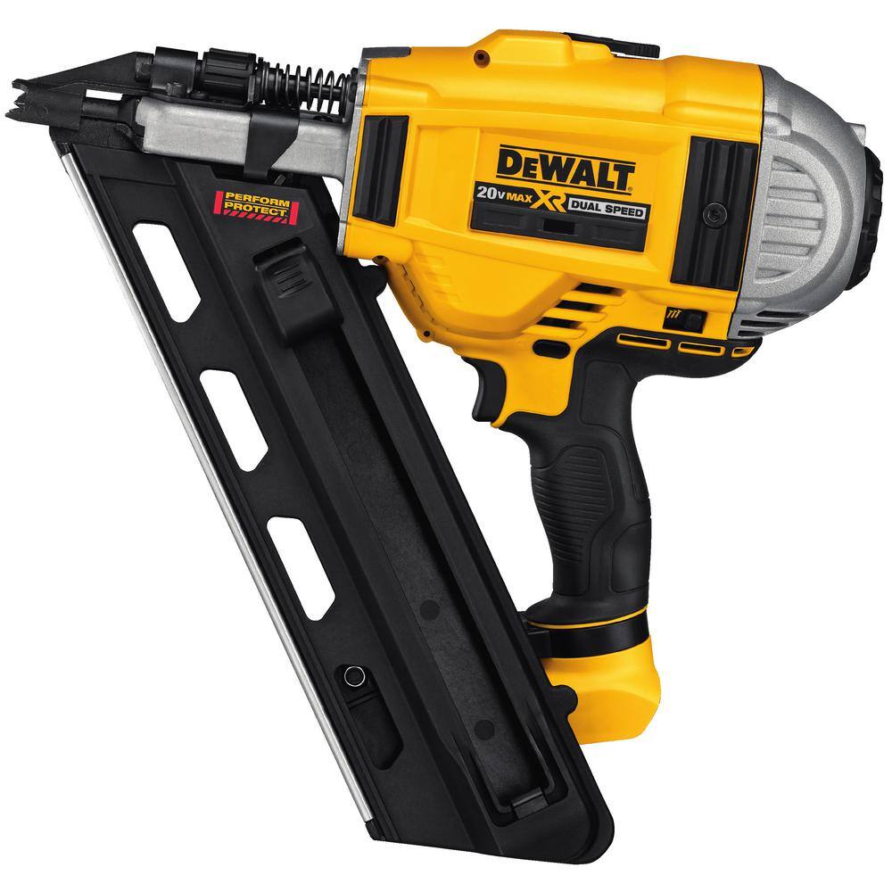 DW 20V MAX XR Lithium-Ion 30-Degree Cordless Brushless 2-Speed Framing Nailer and (2) 2.0Ah Batteries DCN692B203