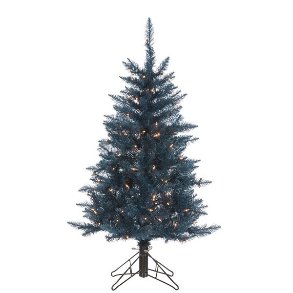 4 ft. Pre Lit Clear UL Dark Blue Tuscany Tinsel Tree