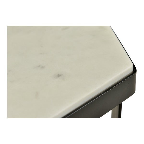 Aurelle Home White Space-Saving Marble Accent Table