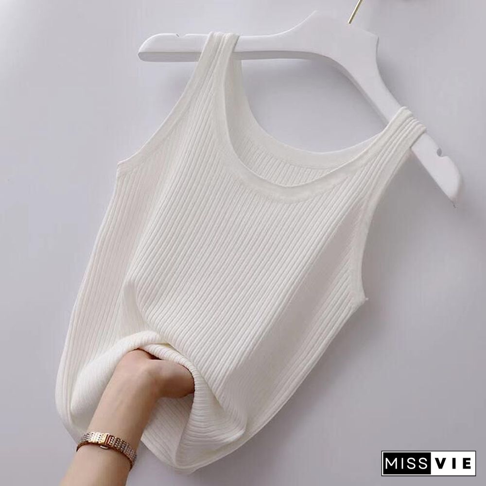 Elastic Tank Top Women Sleeveless Base Shirt Running Vest Workout Womens Self Cultivation Outer Wear Thin Crop Women Camisole