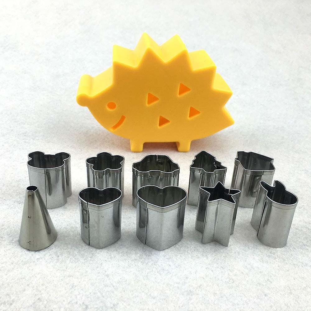 10 Pcs Mini Stainless Steel Fruit Vegetable Cookie Shape Cutters Mold Hedgehog Box Kid Food Mold Portable Pastry Mold