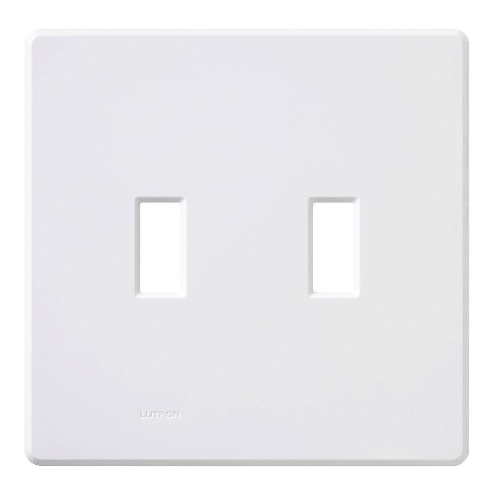 Lutron Fassada 2 Gang Toggle Switch Cover Plate for Dimmers and Switches White (FG-2B-WH) FG-2B-WH