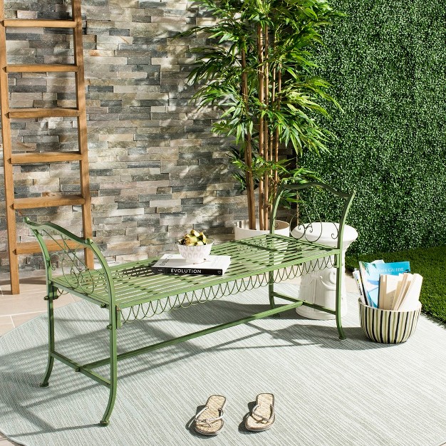 Arona Bench Antique Green Safavieh