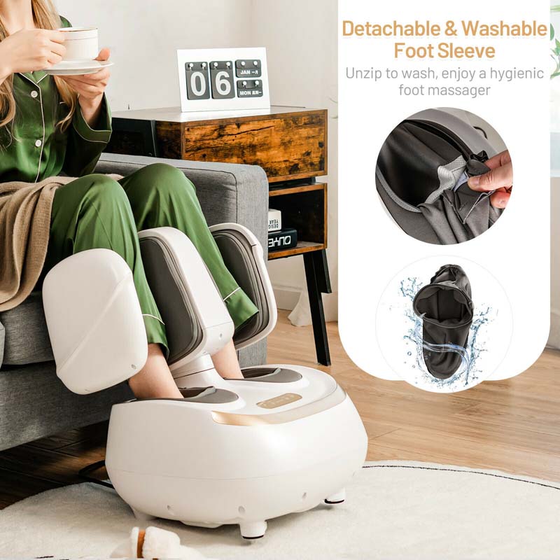 2-in-1 Foot and Leg Massager with Heat, Shiatsu Foot Massager for Circulation, Tired Muscles, Foot Pain Relief, Plantar Fasciitis