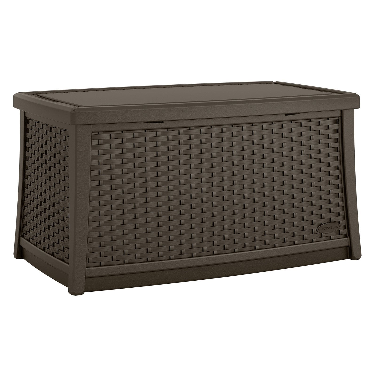 Suncast Elements 30-Gallon Resin Wicker Patio Storage Coffee Table, Java Brown