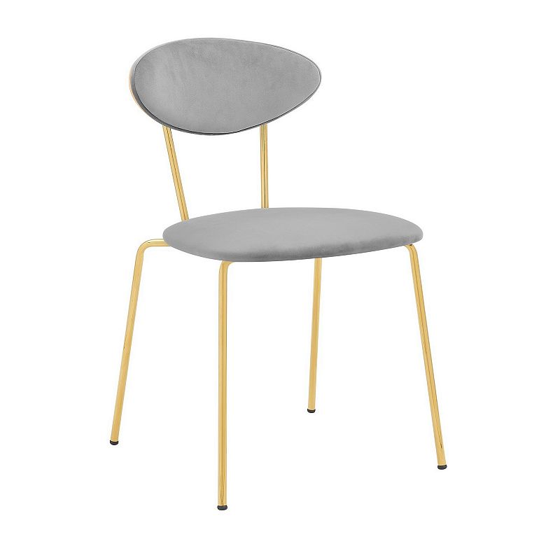 Neo Modern Grey Velvet and Gold Metal Leg Dining Room Chairs - Set of 2