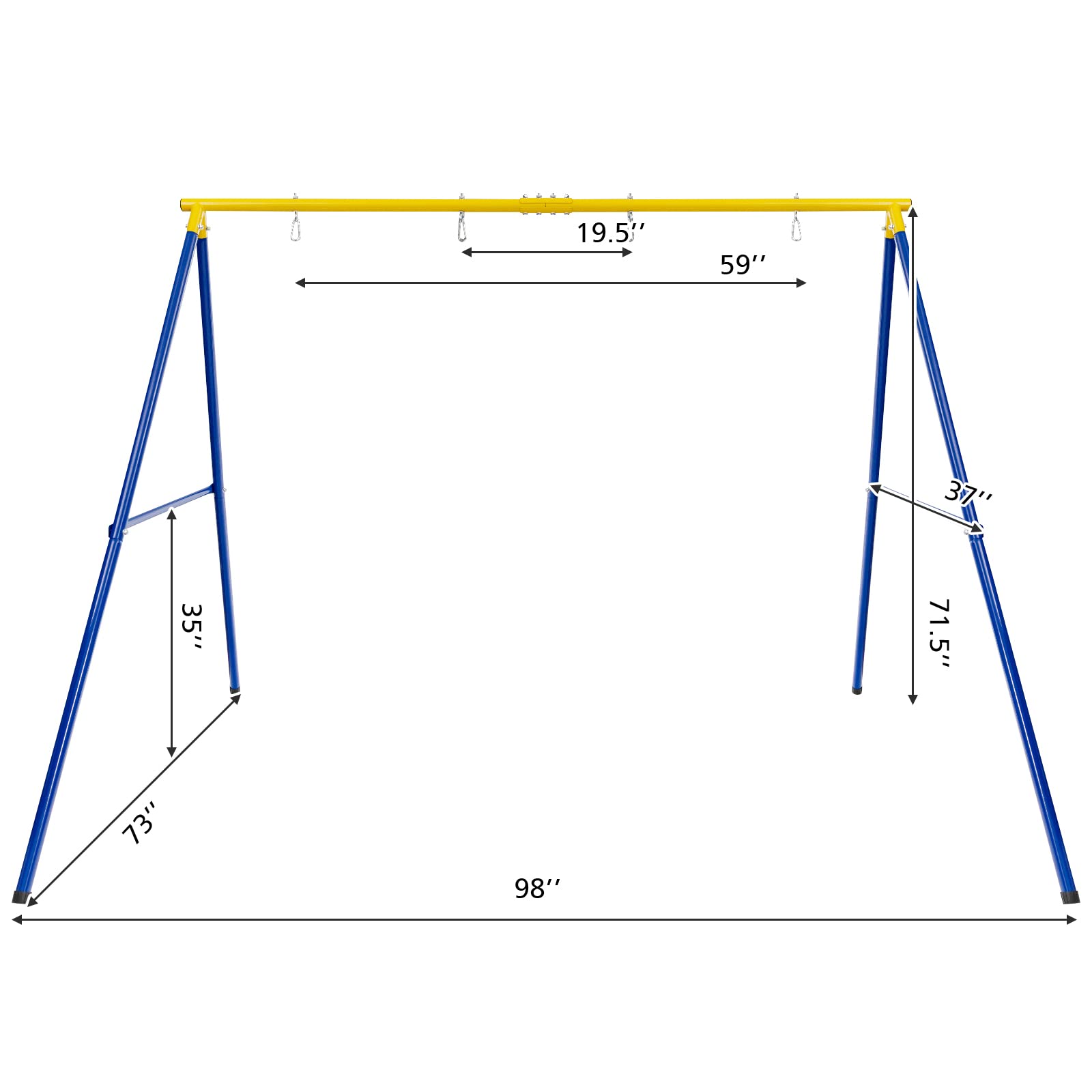 Costzon 550lbs Metal Swing Sets for Backyard, Heavy Duty Full Steel Swing Frame Extra Large A-Frame Stand