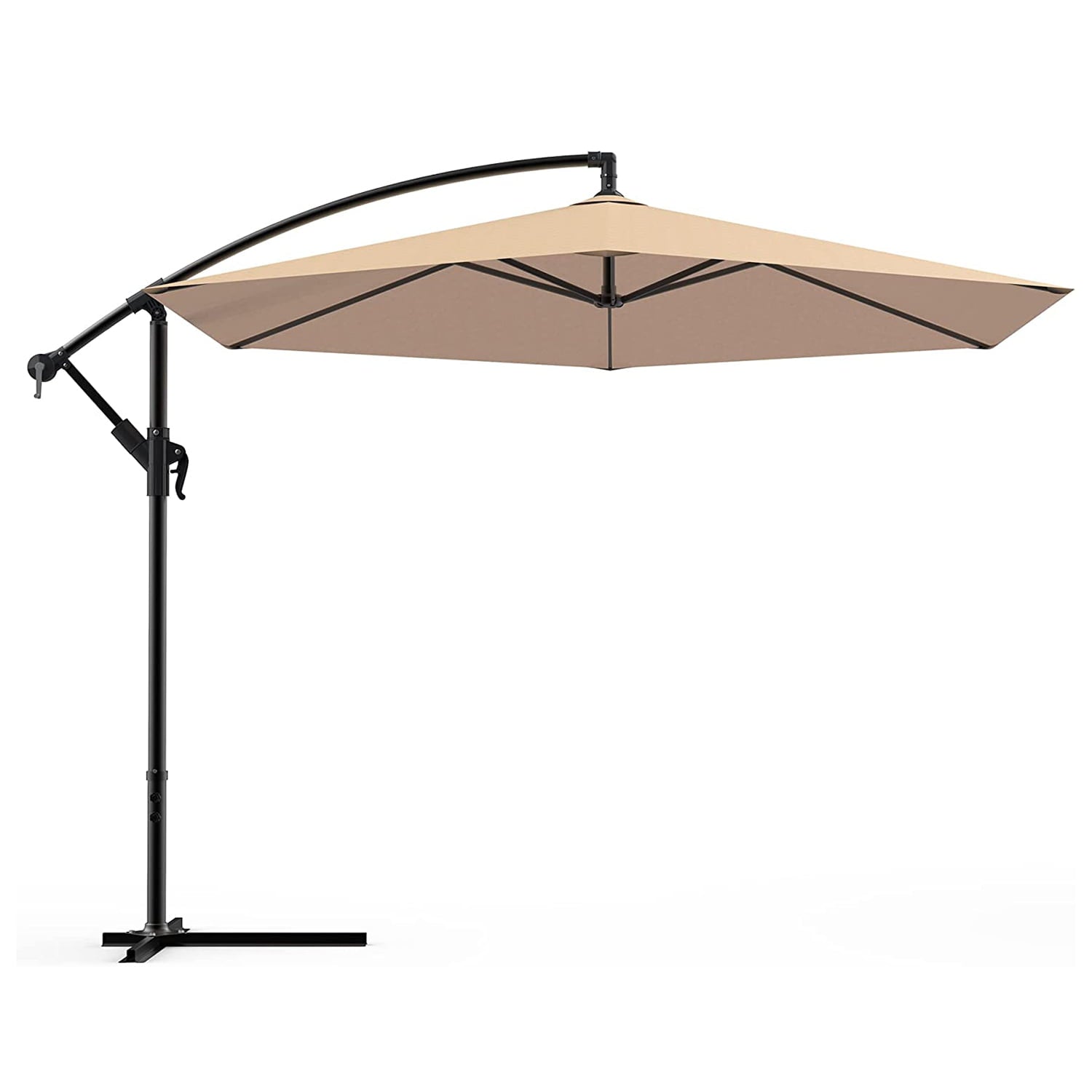 Yangming 12ft Offset Hanging Patio Umbrella，Champagne