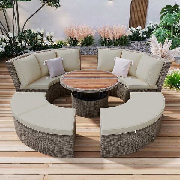 Nestfair 5Piece AllWeather PE Wicker Sectional Sofa Set with Cushions