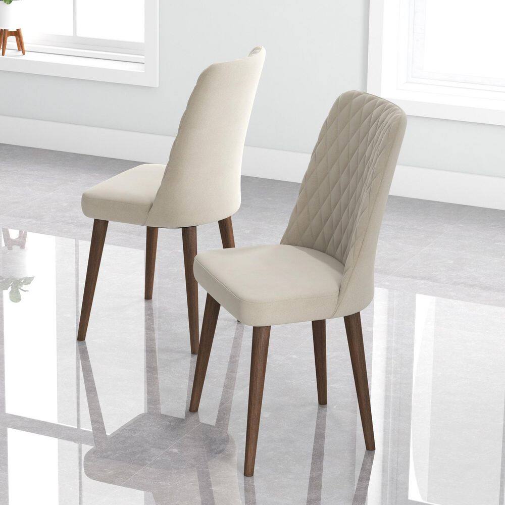 Ashcroft Imports Furniture Co. Ellen Mid-Century Modern Beige Velvet Dining Chair (Set of 2) DCHR-EVE-BEI