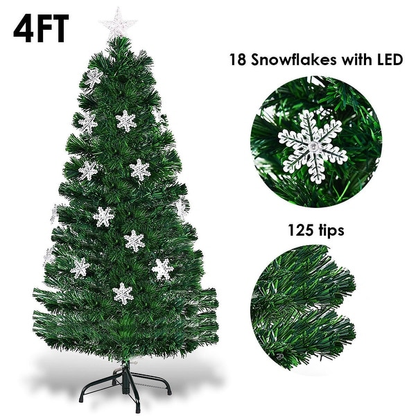 Costway 4FT PreLit Fiber Optic Christmas Tree Multicolor Lights