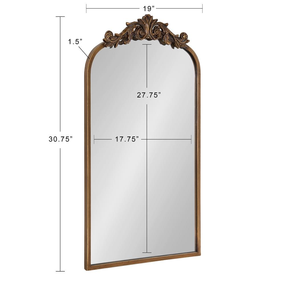 Kate and Laurel Medium Arch Gold Classic Mirror (30.75 in. H x 19 in. W) 217036