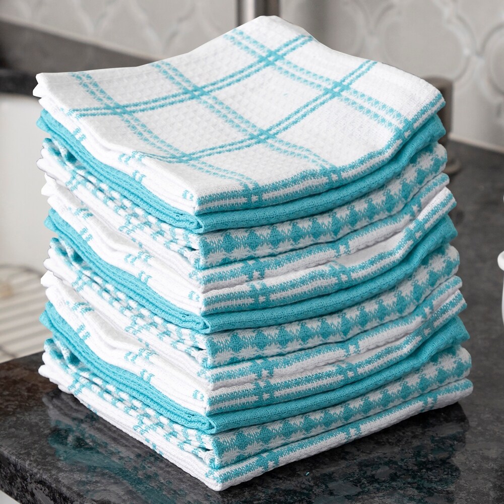 T fal Textiles 12 Pack Flat Waffle Cotton Kitchen Dish Cloth Set