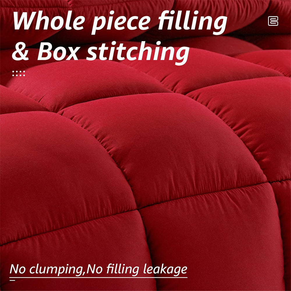 BUMBLR All Season Soft Quilted Down Alternative Red Comforter Reversible Duvet Insert with Corner Tabs，Queen