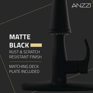 ANZZI Sifo 1-Handle Hands Free Touchless Pull Down Sprayer Kitchen Faucet with Motion Sense and Fan Sprayer in Matte Black KF-AZ301MB