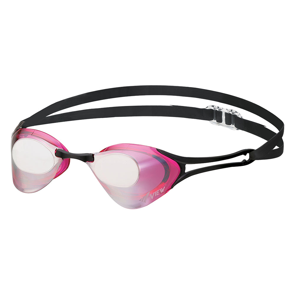 VIEW Swimming Gear V-127 Blade Zero Racing Swim Goggles, Dark Mauve/Silver Mirrored Lens