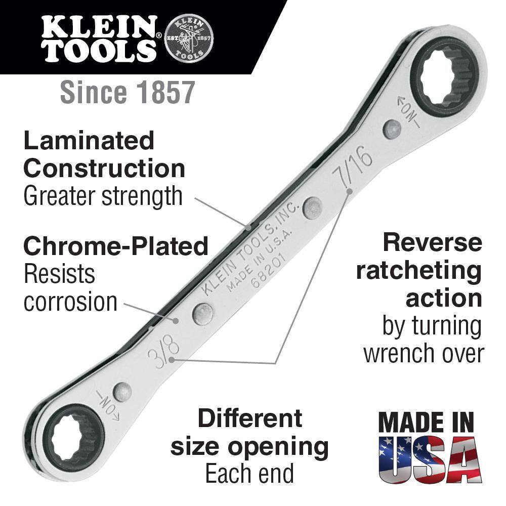 Klein Tools 7-Piece Ratcheting Box Wrench Set 68222