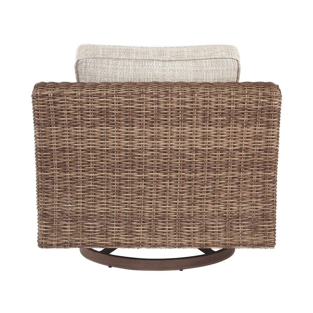 Signature Design by Ashley Beachcroft Hand woven Wicker look Swivel Chair