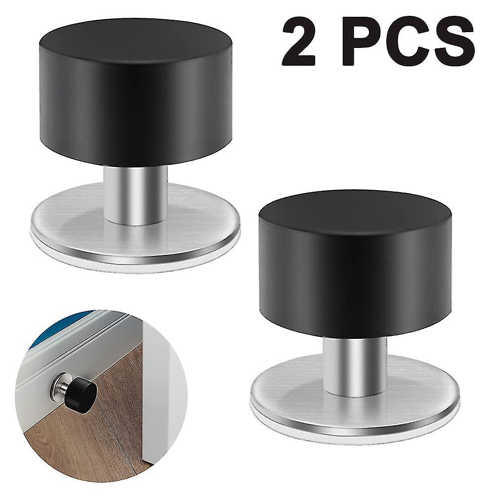 2pcs Self-adhesive Door Stoppers Robust Stainless Steel Rubber Stoppers