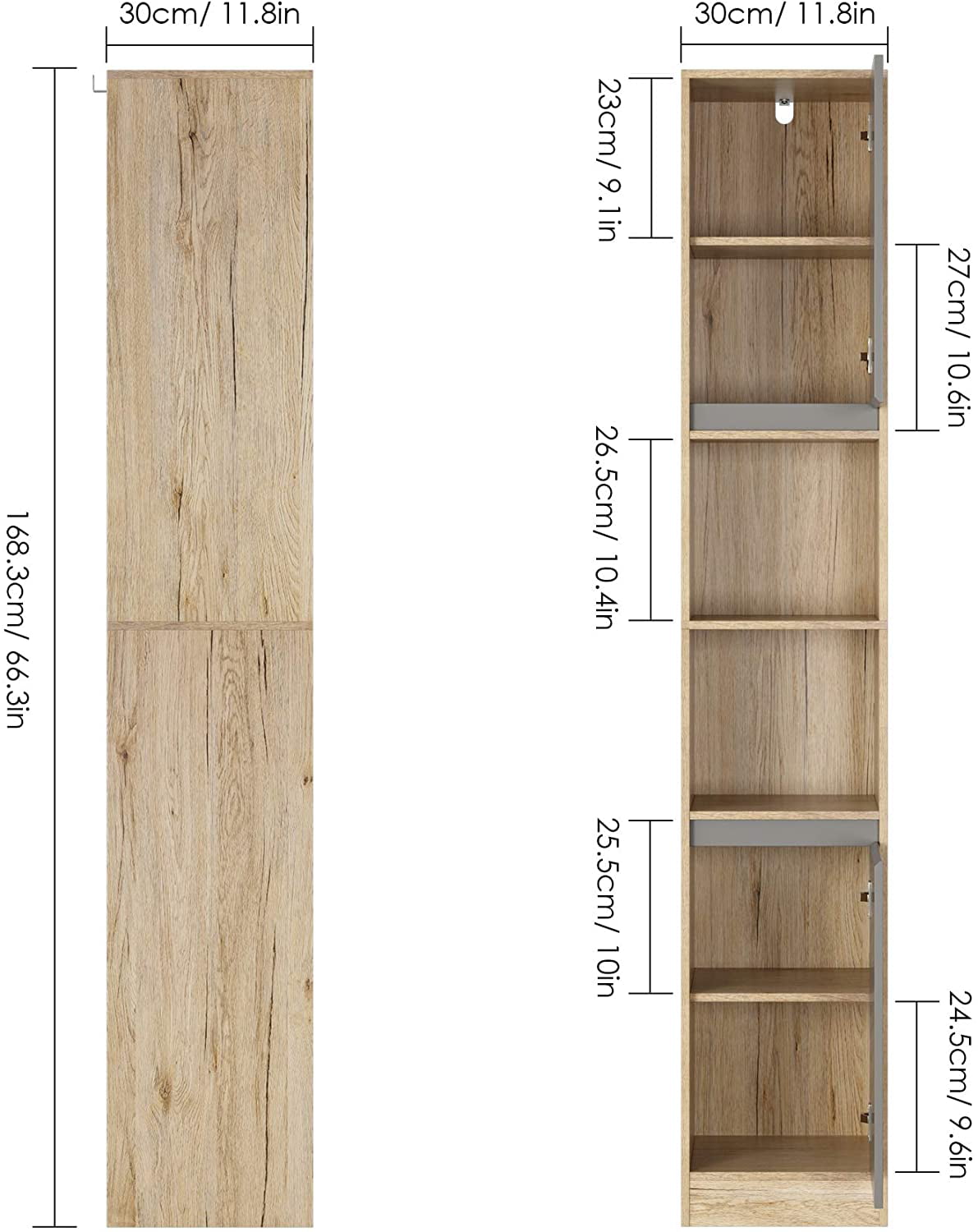 Homfa Tall Narrow Cabinet, 66.3