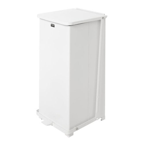 Rubbermaid FGST24EPLWH Defenders Square 13-Gallon Step Trash Can， White