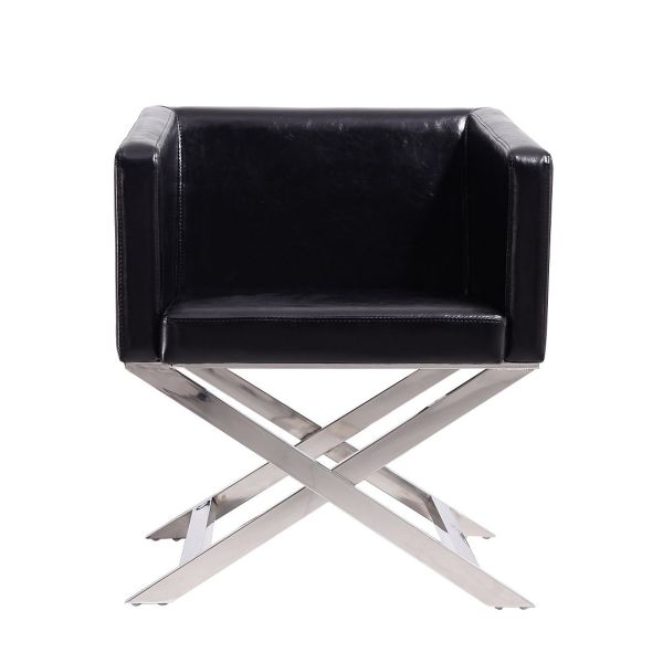 Hollywood Lounge Accent Chair in Black and Polished Chrome