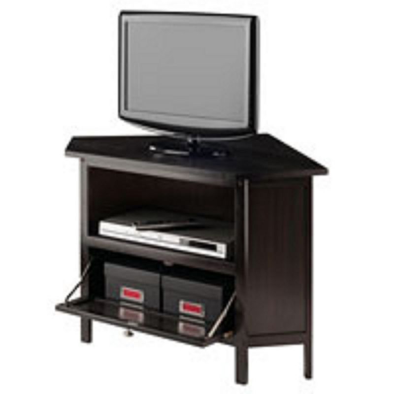 22.25” Brown Corner TV Stand with Drawer and Shelf