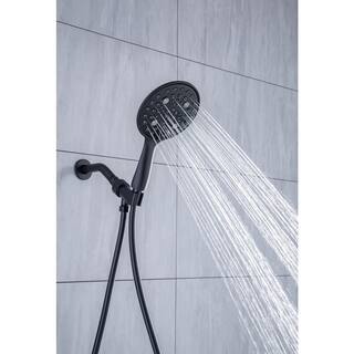 Mondawe Mondawell 6-Spray Patterns 6 in. Wall Mount Handheld Shower Head with Spout and Valve in Matte Black MA-D92102H-6