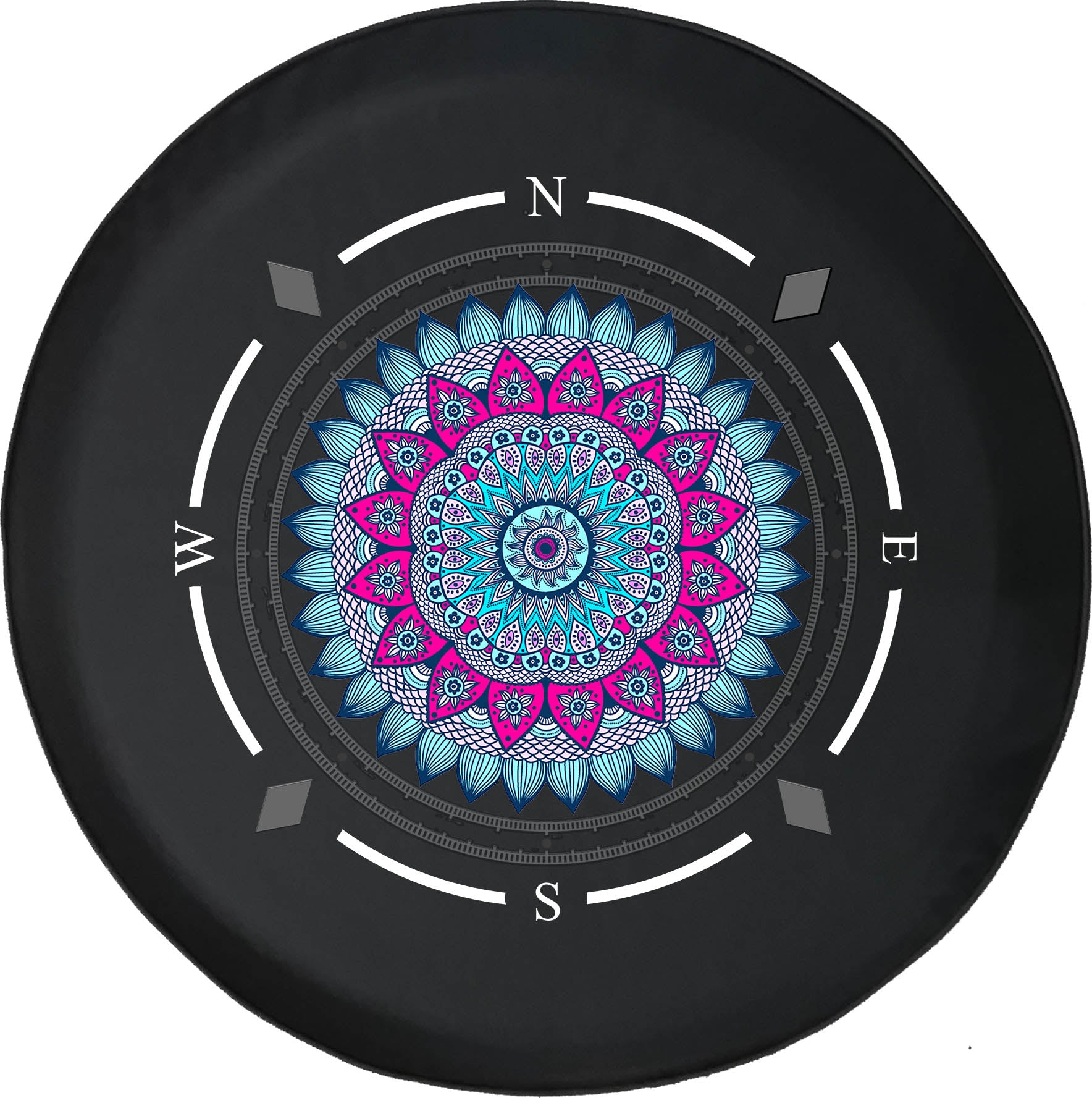 Spare Tire Cover Compass Pink Flower Colorful Wheel Covers Fit for SUV accessories Trailer RV Accessories and Many Vehicles