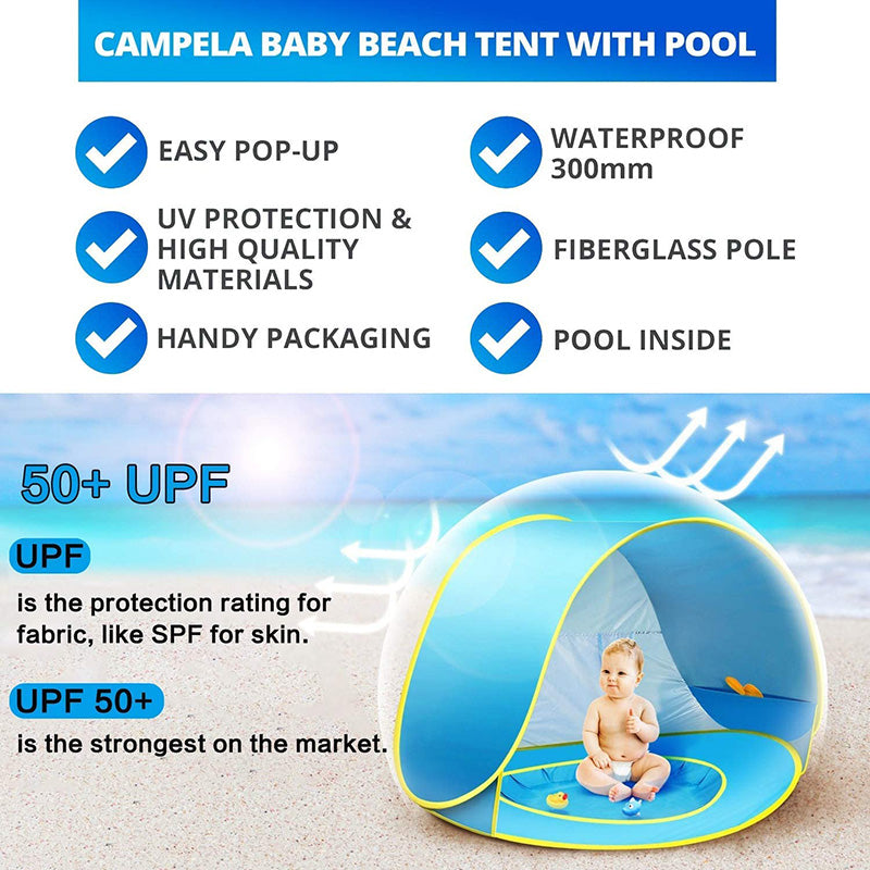 Portable Infant UV Protection Baby Beach Tent Waterproof Shade Pool Sun Shelter， Portable Tent， Baby Shade Tent