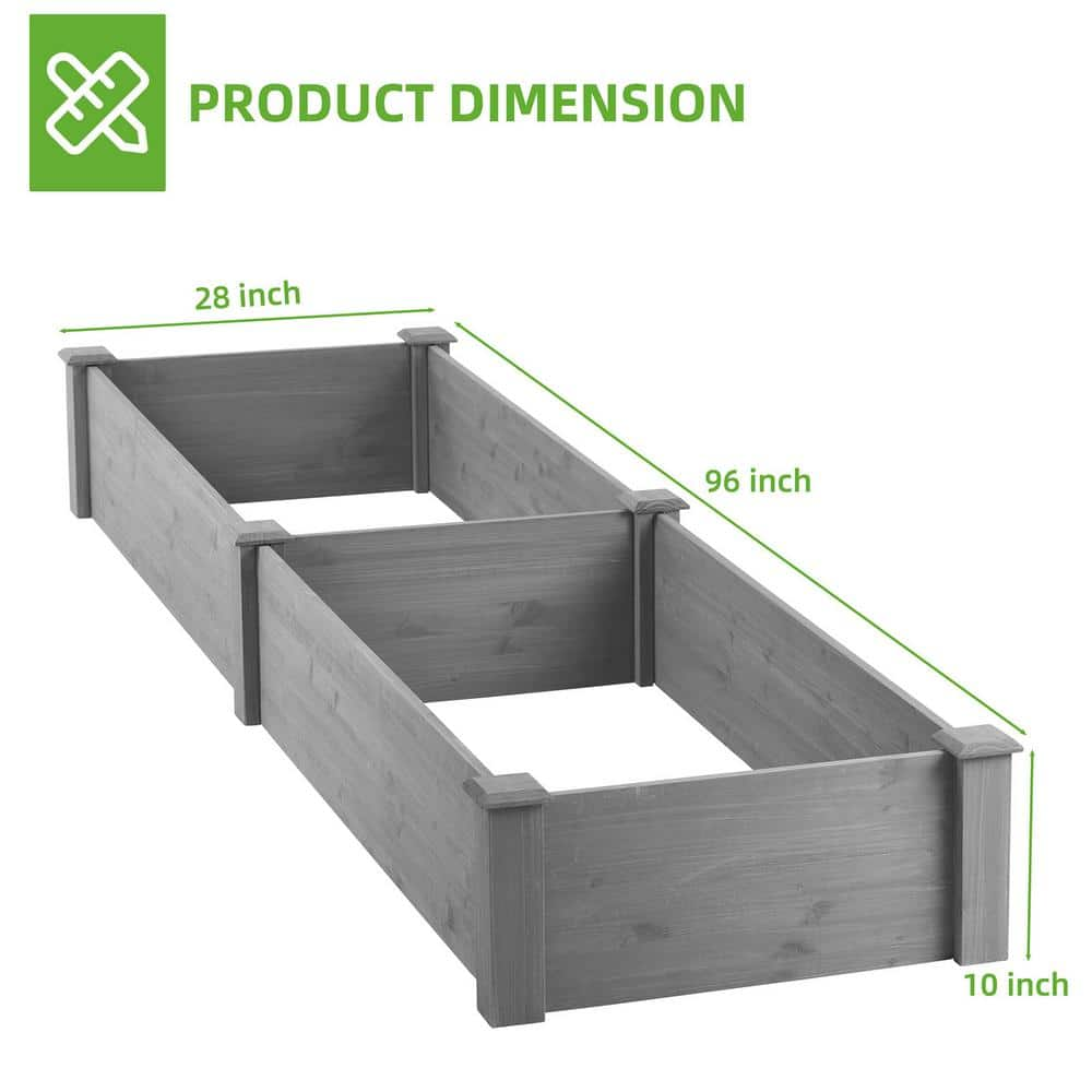 Tunearary 96 in. x 28 in. Dark Gray Wooden Raised Garden Bed Outdoor DIY Raised Planter Box T1390HZ96