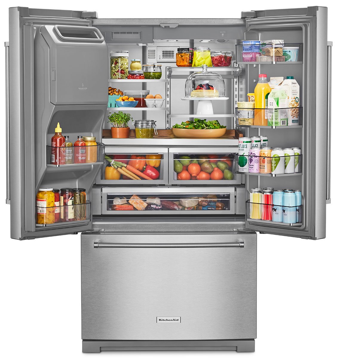 KitchenAid 26.8 Cu. Ft. PrintShield Stainless Steel Standard-Depth French Door Refrigerator With Exterior Ice And Water Dispenser