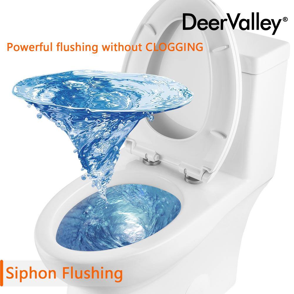 DEERVALLEY Ally 1-Piece 0.81.28 GPF Dual Flush Elongated ADA Comfort Height Toilet in Glossy White Seat Included DV-1F52816