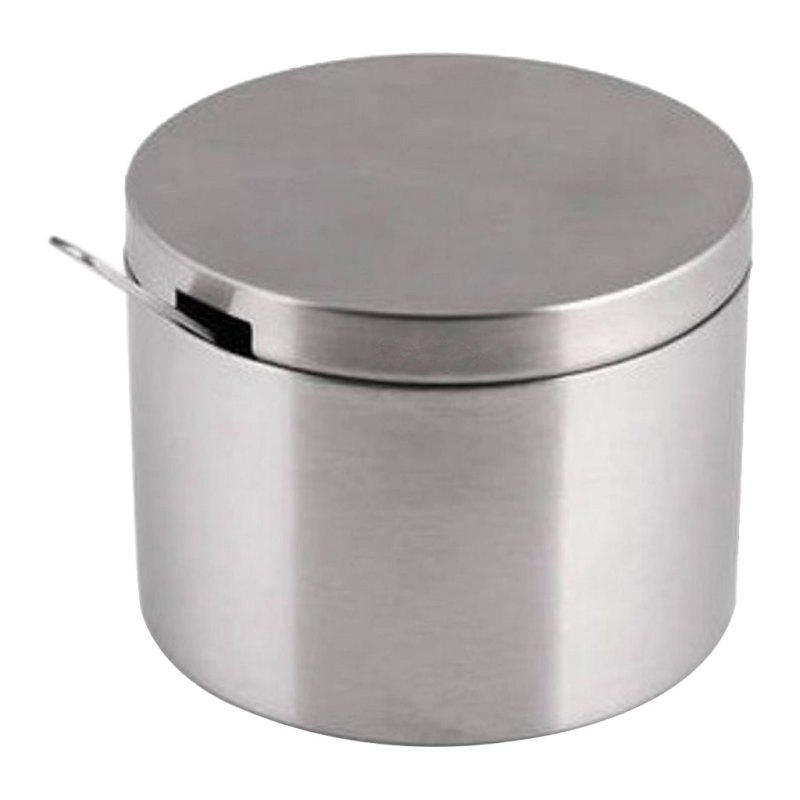 Sugar Bowl Stainless Steel Sugar Pot with Lid Spoon Home Kitchen